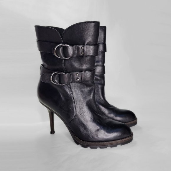 Coach Thelma Stiletto Black Mid-Calf Leather Boot Sz 10 - Picture 2 of 14